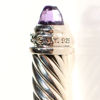David Yurman Sterling Silver Diamond Amethyst 5mm Cable Classics Bracelet 4 of 5