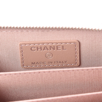 Chanel Goatskin Camellia Embossed Zip Coin Purse Light Pink 6 of 8