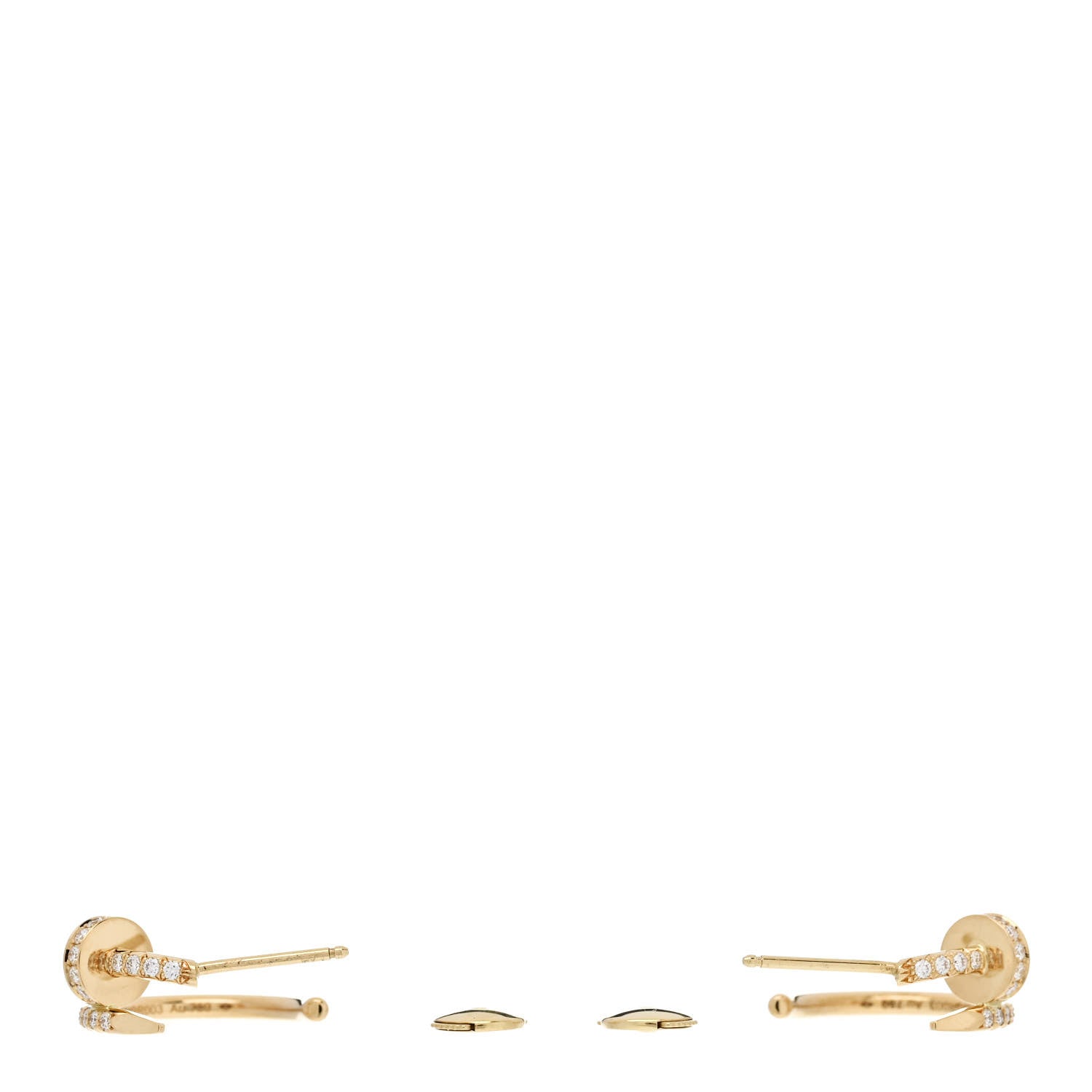 Cartier 18K Yellow Gold Diamond Juste Un Clou Pave Hoop Earrings 3 of 5