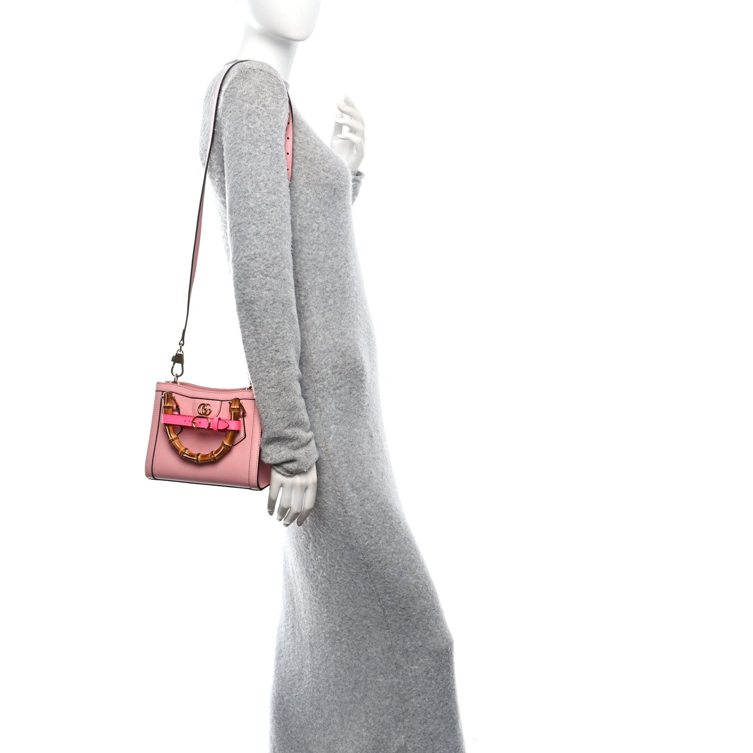 Gucci Wonka Grain Calfskin Mini Diana Tote Bag Wild Rose Fuxia Fluo 2 of 10