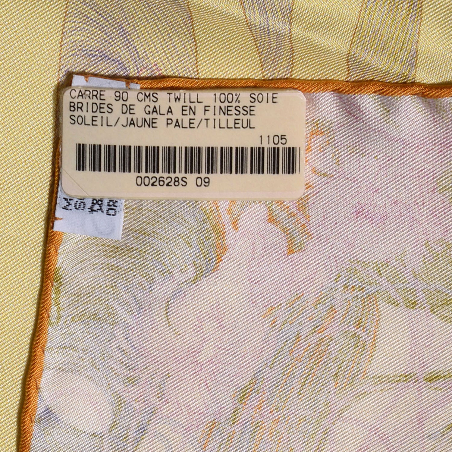 Hermes Silk Brides De Gala En Finesse Scarf 90 Soleil Jaune Pale Tilleul 6 of 6