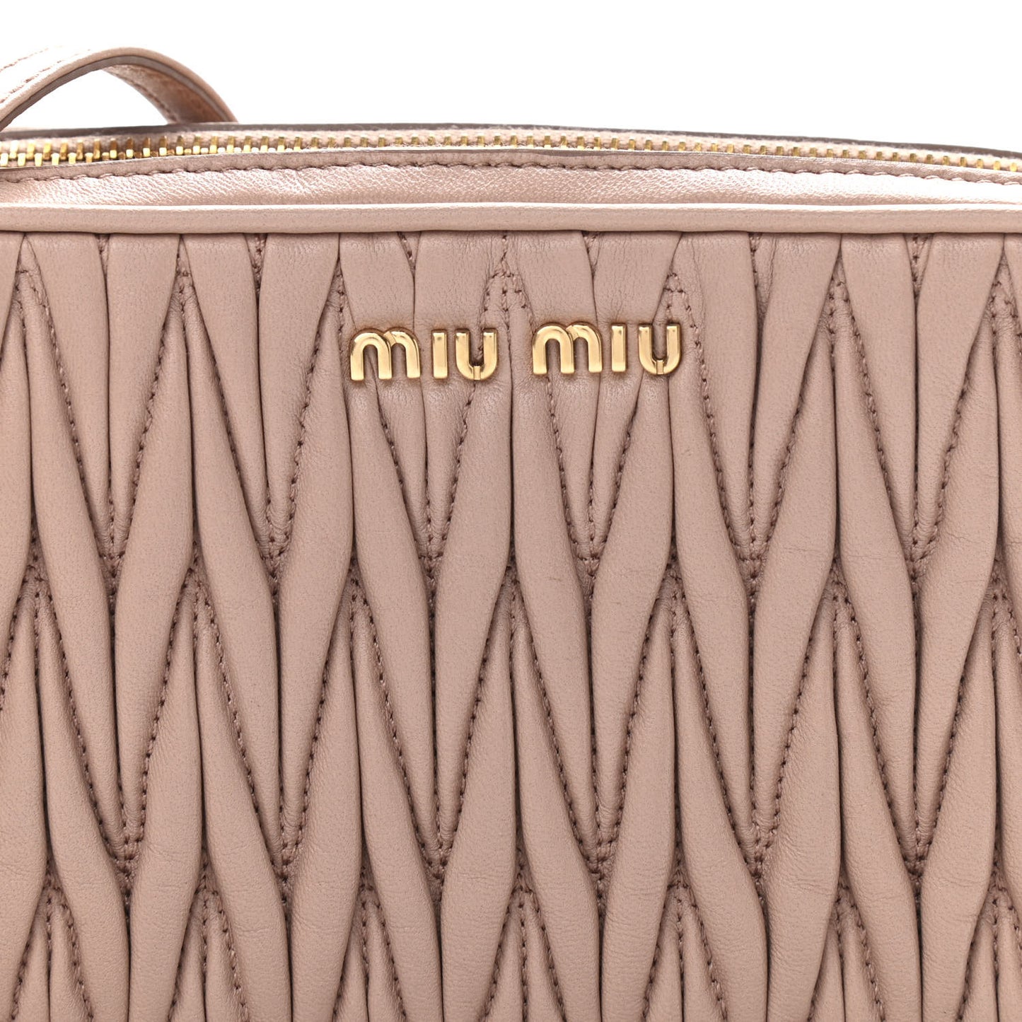 Nappa Matelasse Double Zip Shoulder Bag Cammeo