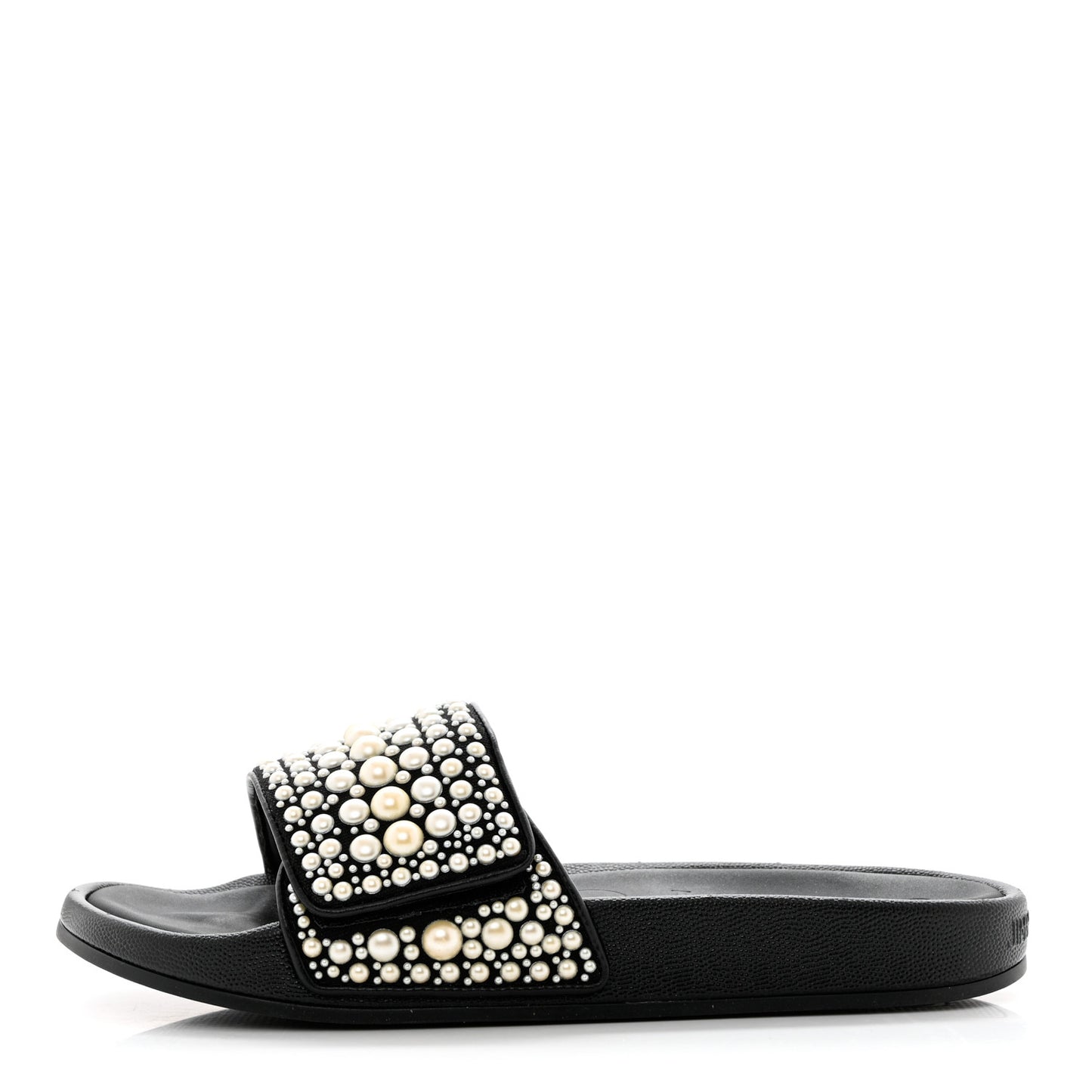 Canvas Pearl Embellished Fitz Slide Sandals 37 Black