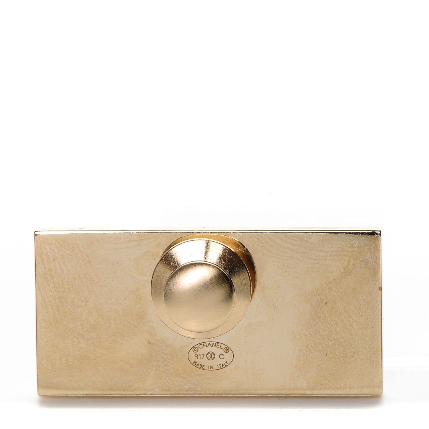 Chanel Metal Resin Pearl Coco License Plate Brooch Black Gold 4 of 5