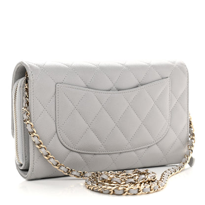 Chanel Caviar Quilted Phone Holder Wallet on Removable Chain Grey 3 of 12