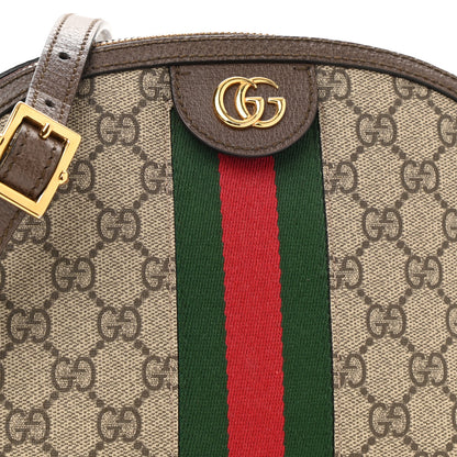 Gucci GG Supreme Monogram Textured Dollar Calfskin Web Small Ophidia Dome Shoulder Bag Beige Ebony New Acero 8 of 10
