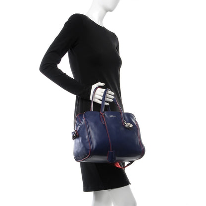 Alexander McQueen Calfskin Small Skull Padlock Zip Around Tote Blue Red 3 of 8
