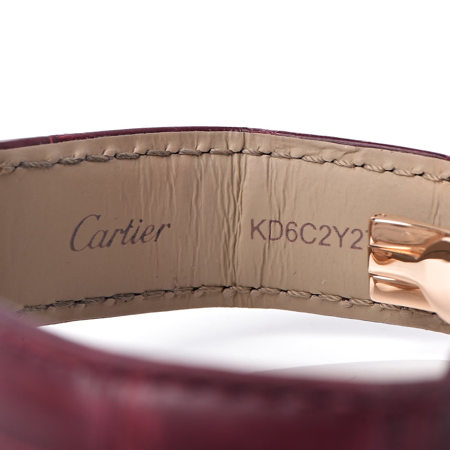 Cartier 18K Pink Gold Alligator Diamond 35mm Cle De Automatic Watch Bordeaux 7 of 11