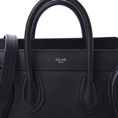 Celine Drummed Calfskin Nano Luggage Black 10 of 11