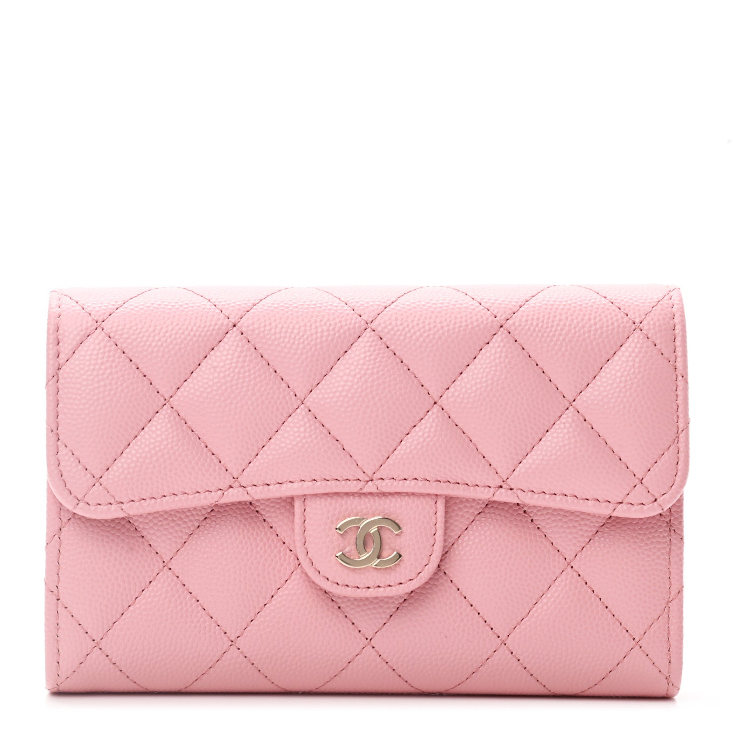 Caviar Quilted Medium Flap Wallet Pink