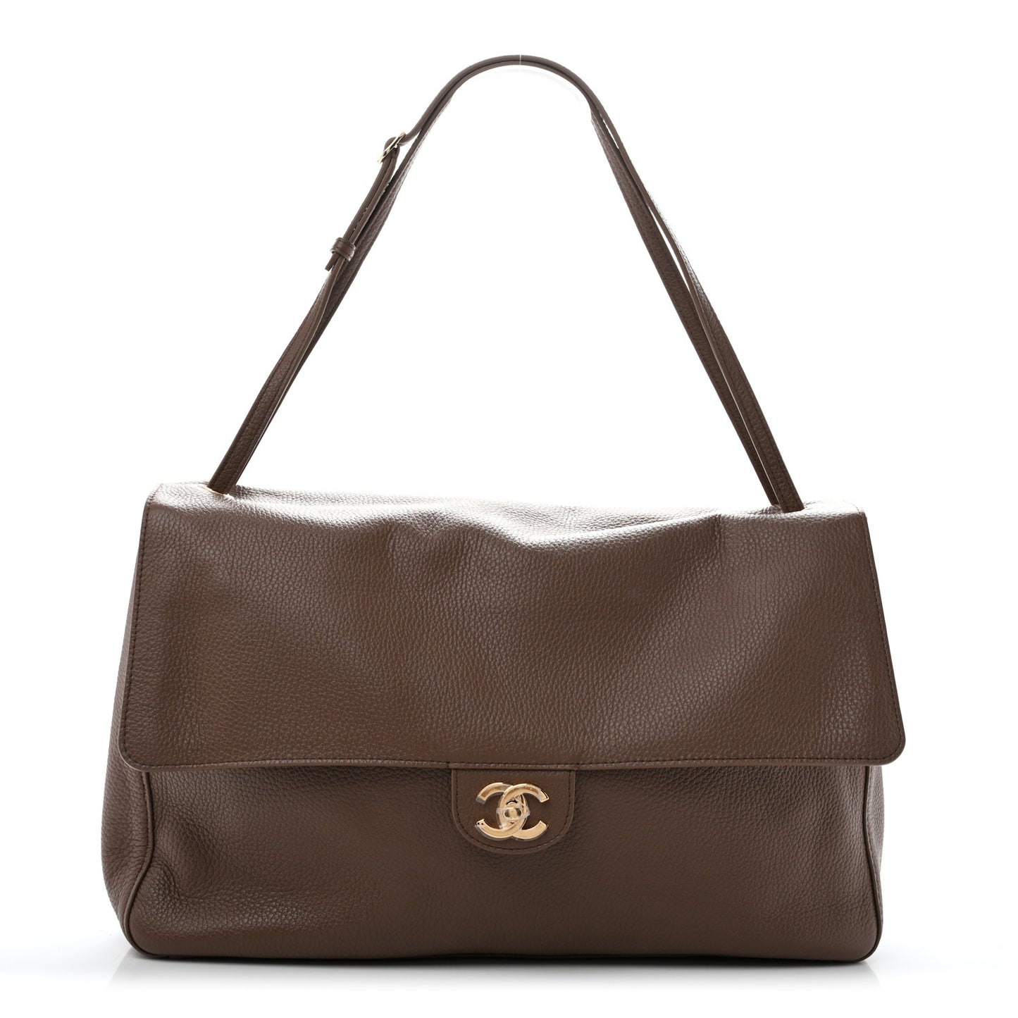 Grained Calfskin Souplissimo Maxi Flap Light Brown