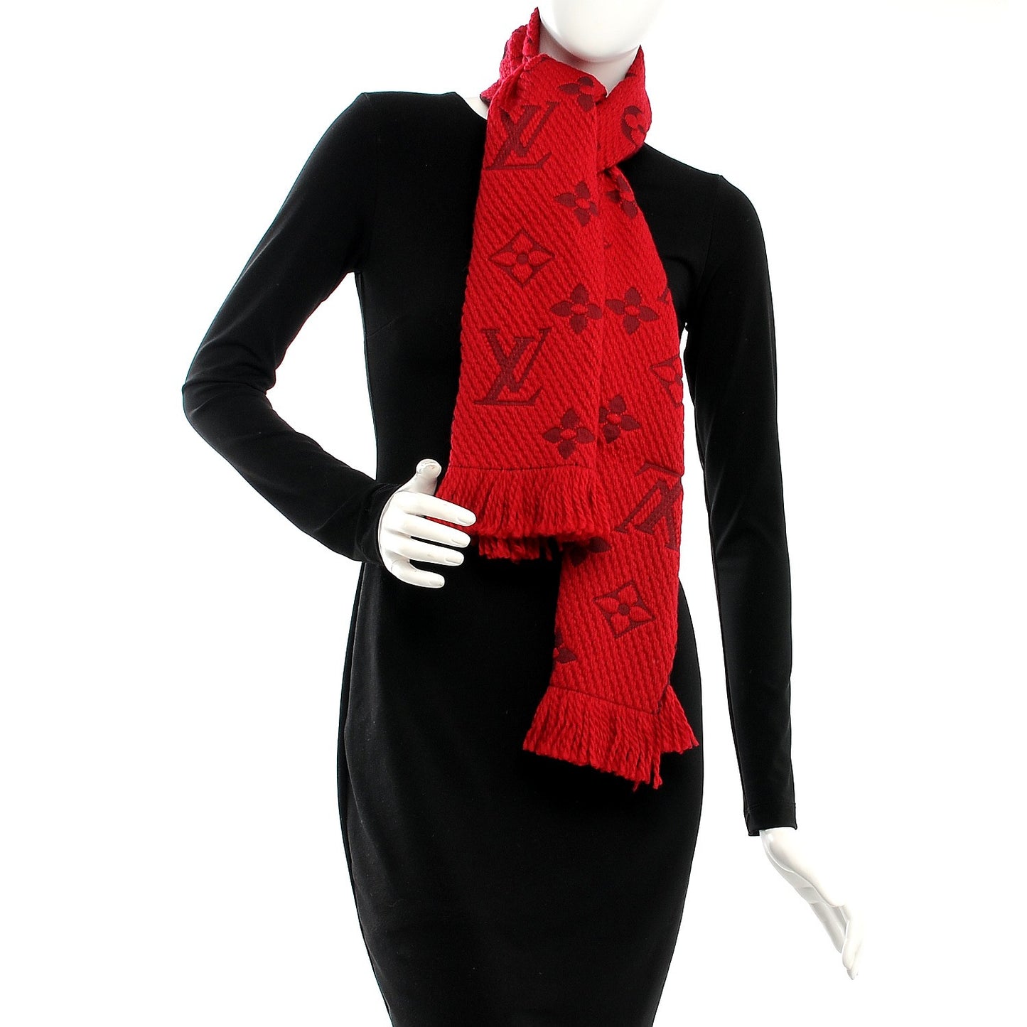 Wool Silk Logomania Scarf Rubis