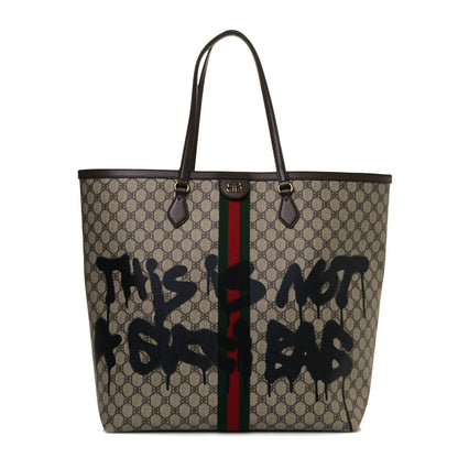 Gucci X BALENCIAGA BB Supreme Monogram Web Graffiti Large Ophidia Shopping Tote Beige New Acero 1 of 12