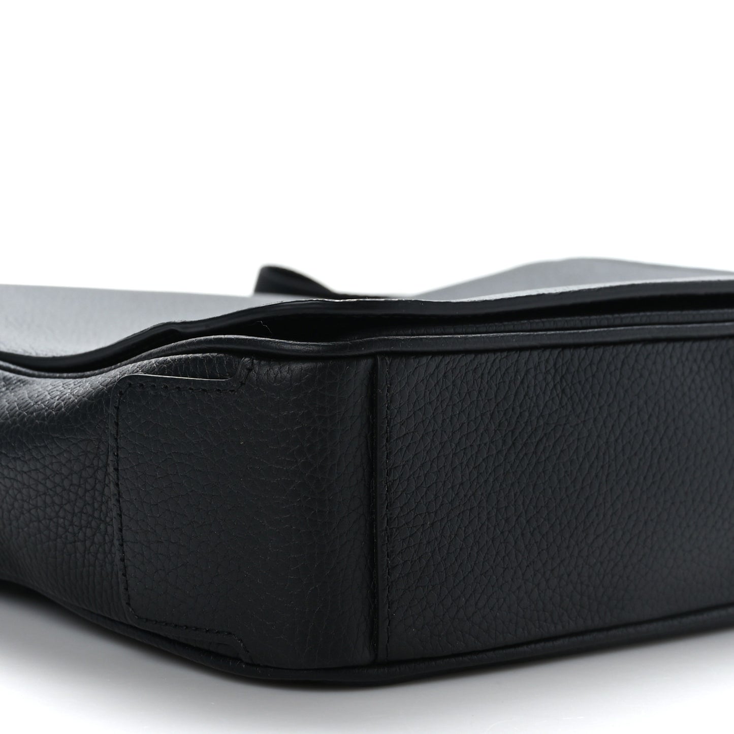 Grainy Calfskin Embossed Bruno Messenger Black
