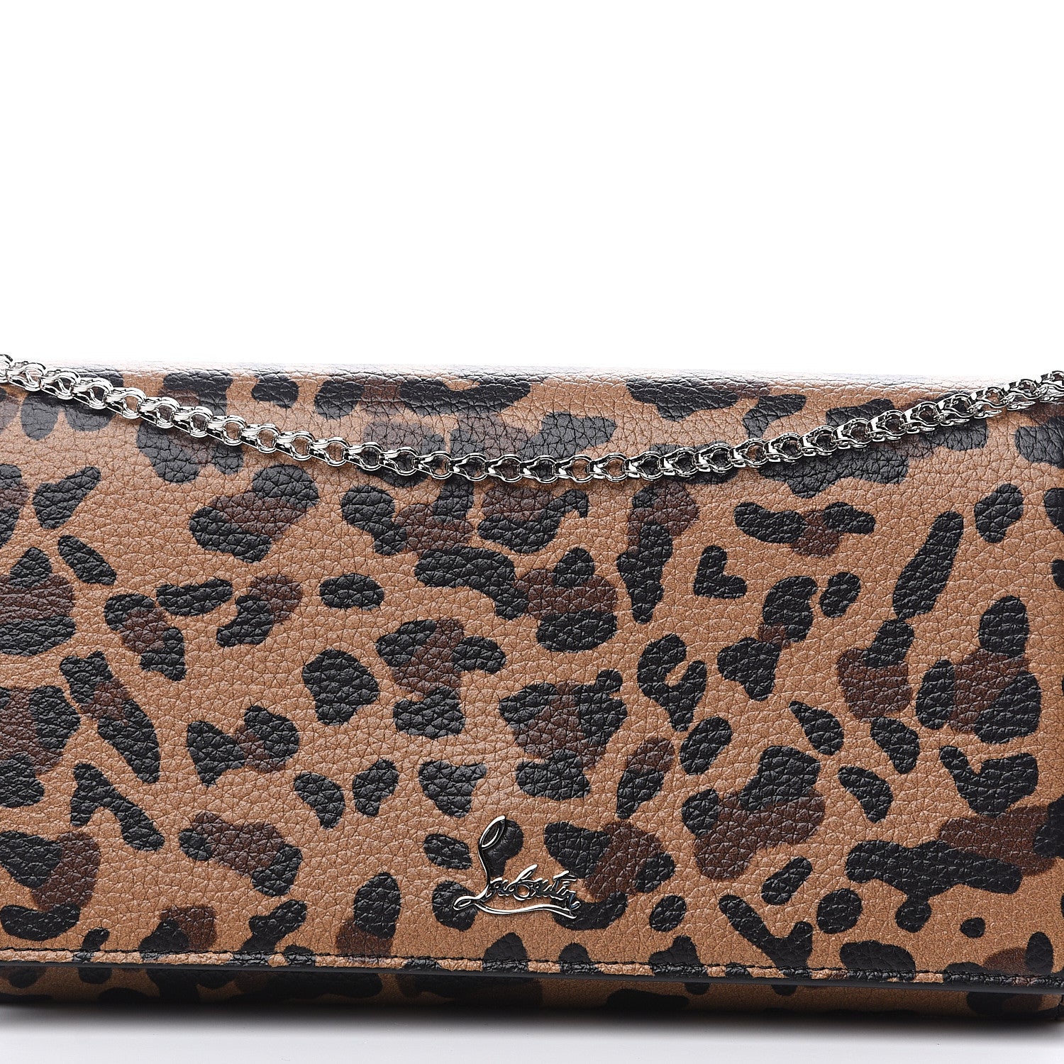 Christian Louboutin Calfskin Empire Leopard Print Boudoir Chain Wallet Caramel 6 of 6