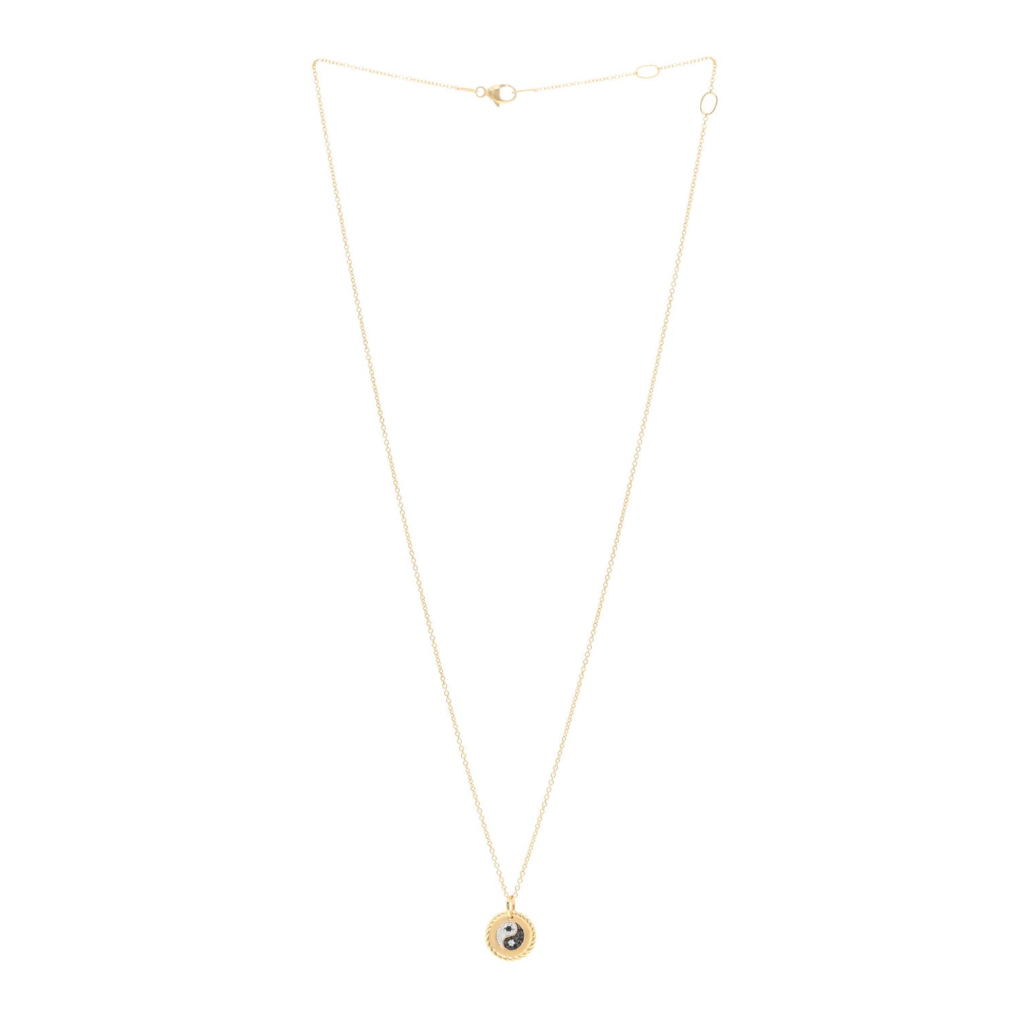 18K Yellow Gold Diamond Black Diamond Yin Yang Pendant Necklace