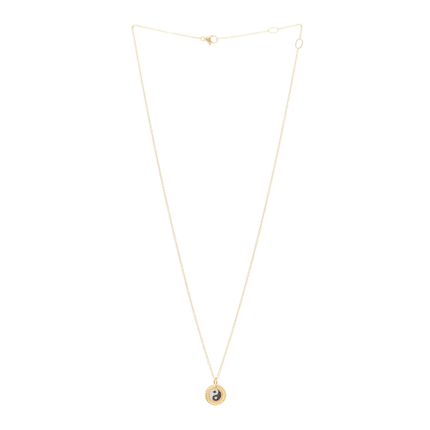 David Yurman 18K Yellow Gold Diamond Black Diamond Yin Yang Pendant Necklace 3 of 5