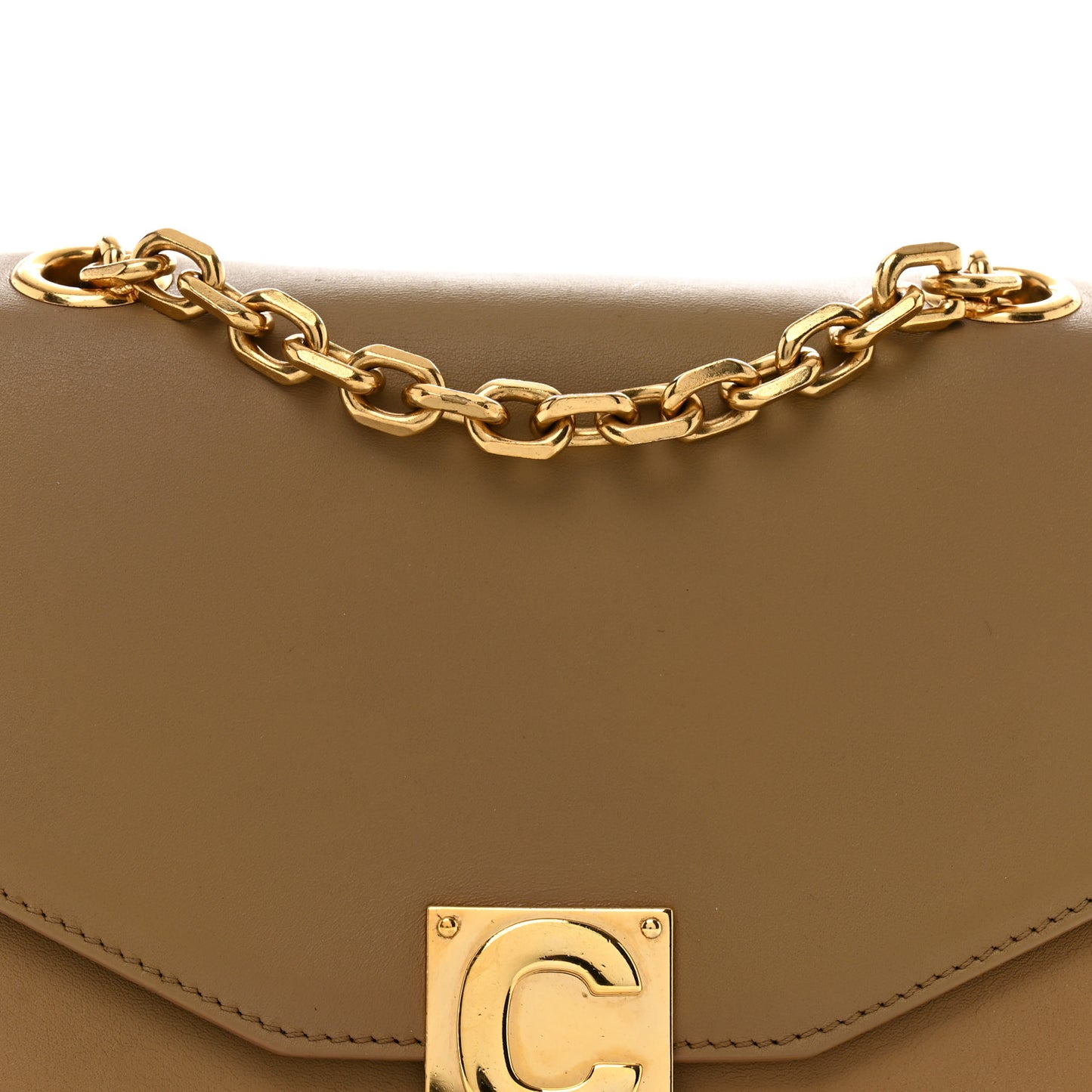 Shiny Calfskin Medium C Bag Camel