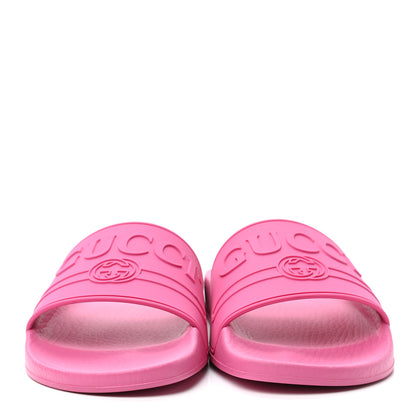 Gucci Rubber Womens Logo Slide Sandals 38 Fuchsia 2 of 7