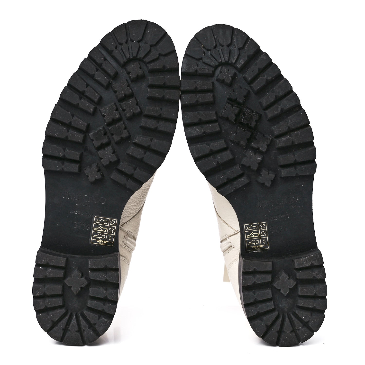 Jimmy Choo Grained Calfskin Crystal Embellished Cruz Combat Boots 37.5 White 5 of 7