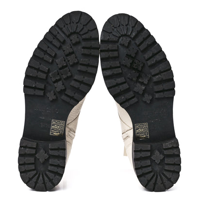 Jimmy Choo Grained Calfskin Crystal Embellished Cruz Combat Boots 37.5 White 5 of 7