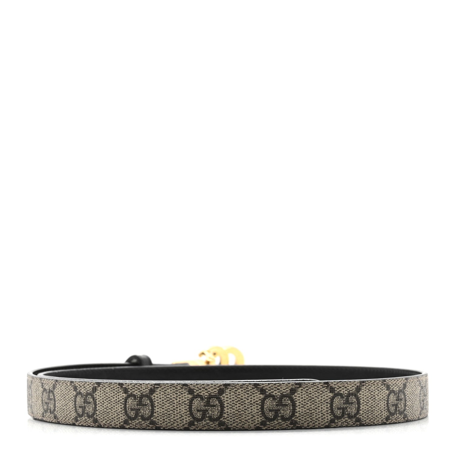 Gucci GG Supreme Monogram Plutone Calfskin Double G Reversible 30mm Belt 85 34 Beige Ebony Black 2 of 7
