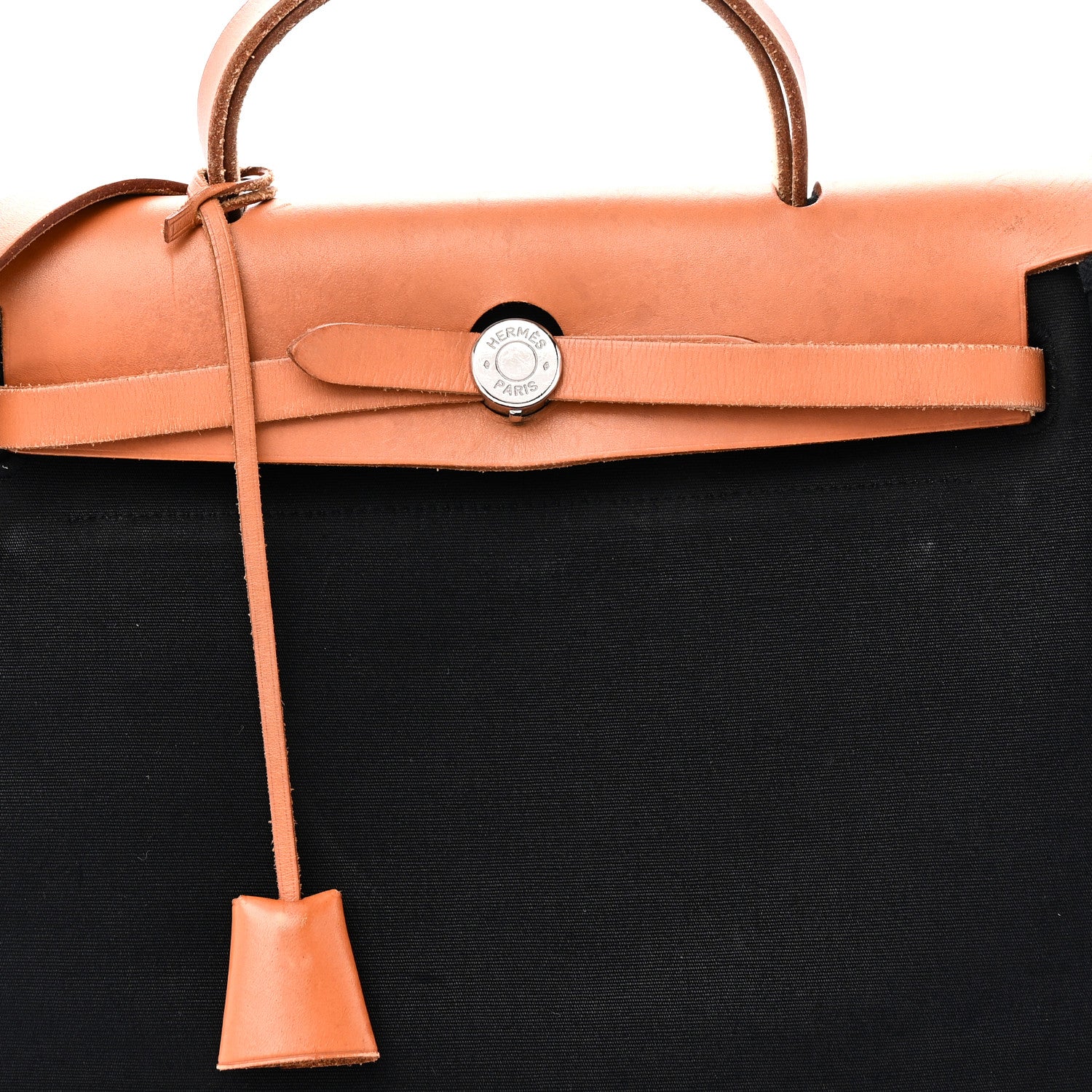 Hermes Toile Vache Calfskin Herbag 30 PM Black Natural 8 of 10
