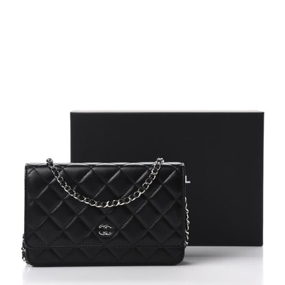 Chanel Lambskin Quilted Wallet On Chain WOC Black 12 of 12
