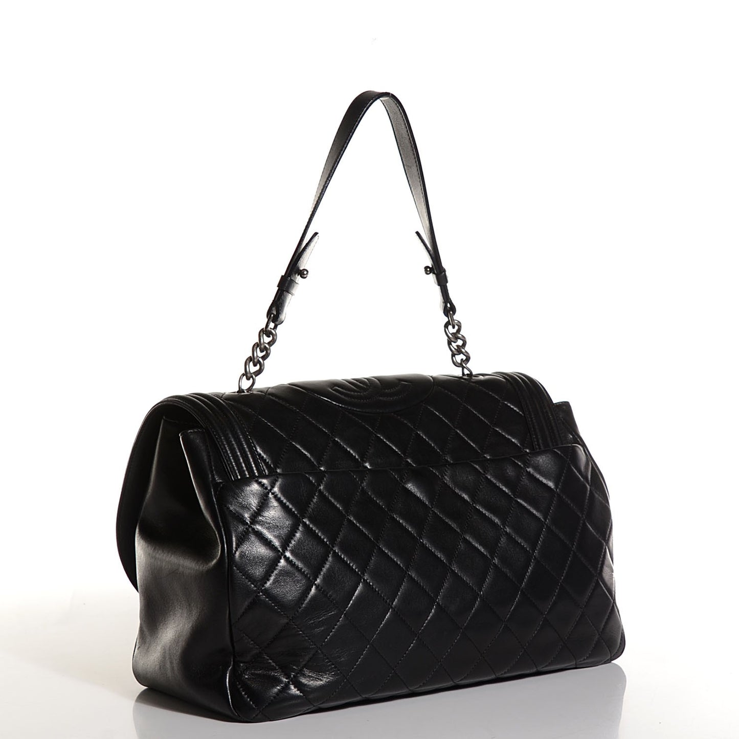 Lambskin Quilted Large Antik Boy Flap Black