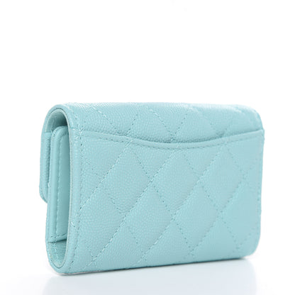 Chanel Iridescent Caviar Quilted Classic 4 Key Holder Wallet Light Blue 3 of 8