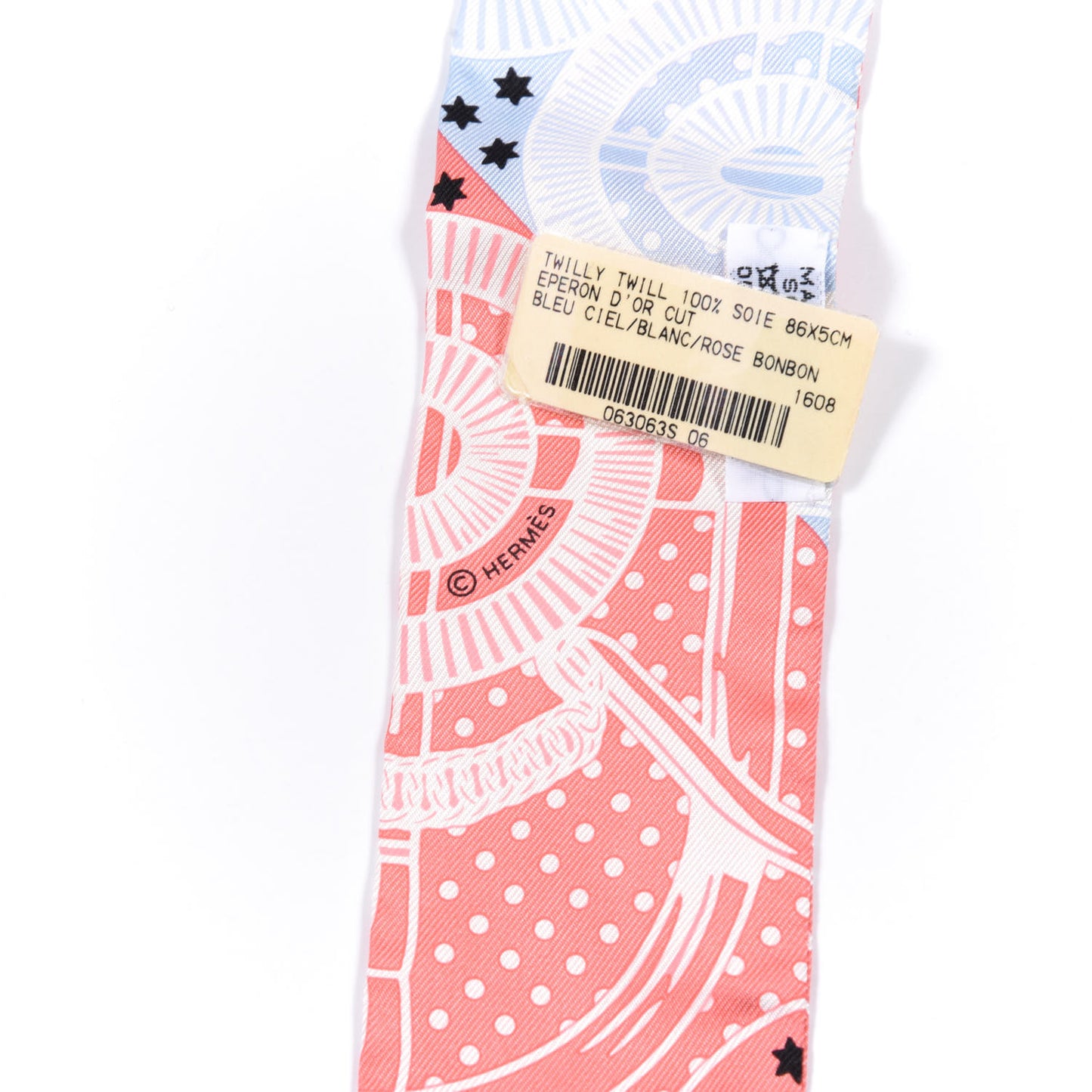 Silk Les Flacons Bandana Twilly Bleu Ciel White Rose Bonbon