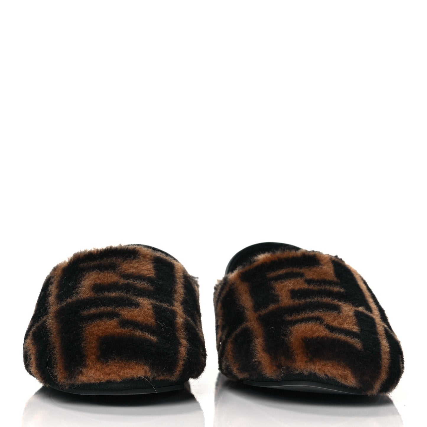 Shearling Nappa FF Slippers 36 Tobacco Black