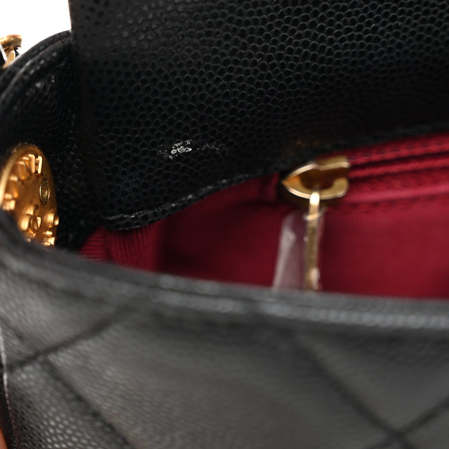 Caviar Quilted Small Twist Your Buttons Flap Black