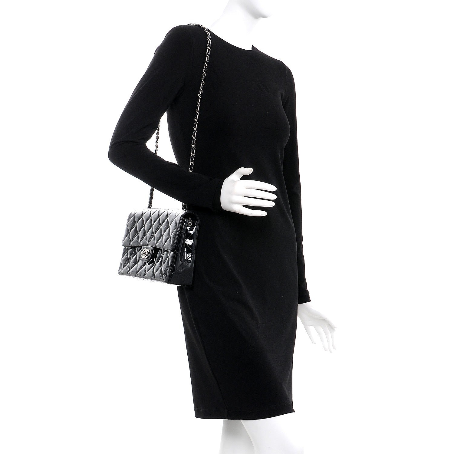Chanel Patent Quilted Medium Single Flap Black 2 of 9