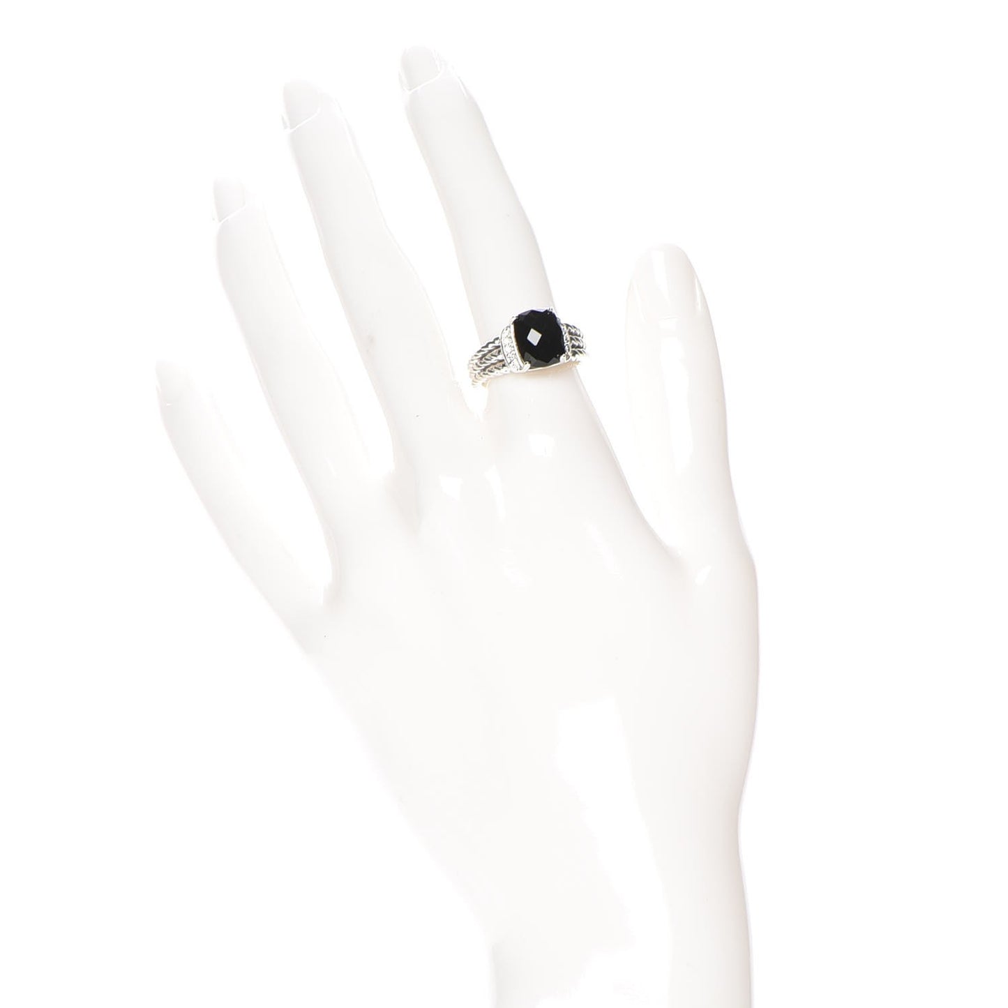 Sterling Silver Diamond Black Onyx 10mm Petite Wheaton Ring 53 6.5