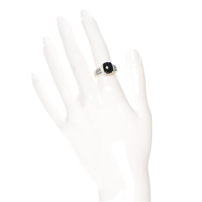 David Yurman Sterling Silver Diamond Black Onyx 10mm Petite Wheaton Ring 53 6.5 2 of 5