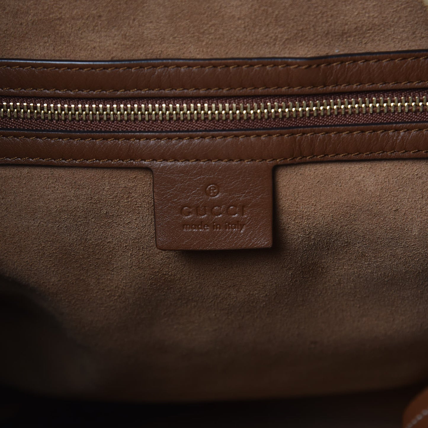 GG Supreme Monogram Large Linea A Hobo Light Brown