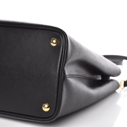 Prada Saffiano Cuir Medium Double Bag Black Fuoco 9 of 12