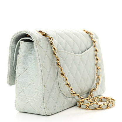 Chanel Caviar Quilted Medium Double Flap Light Blue 3 of 18