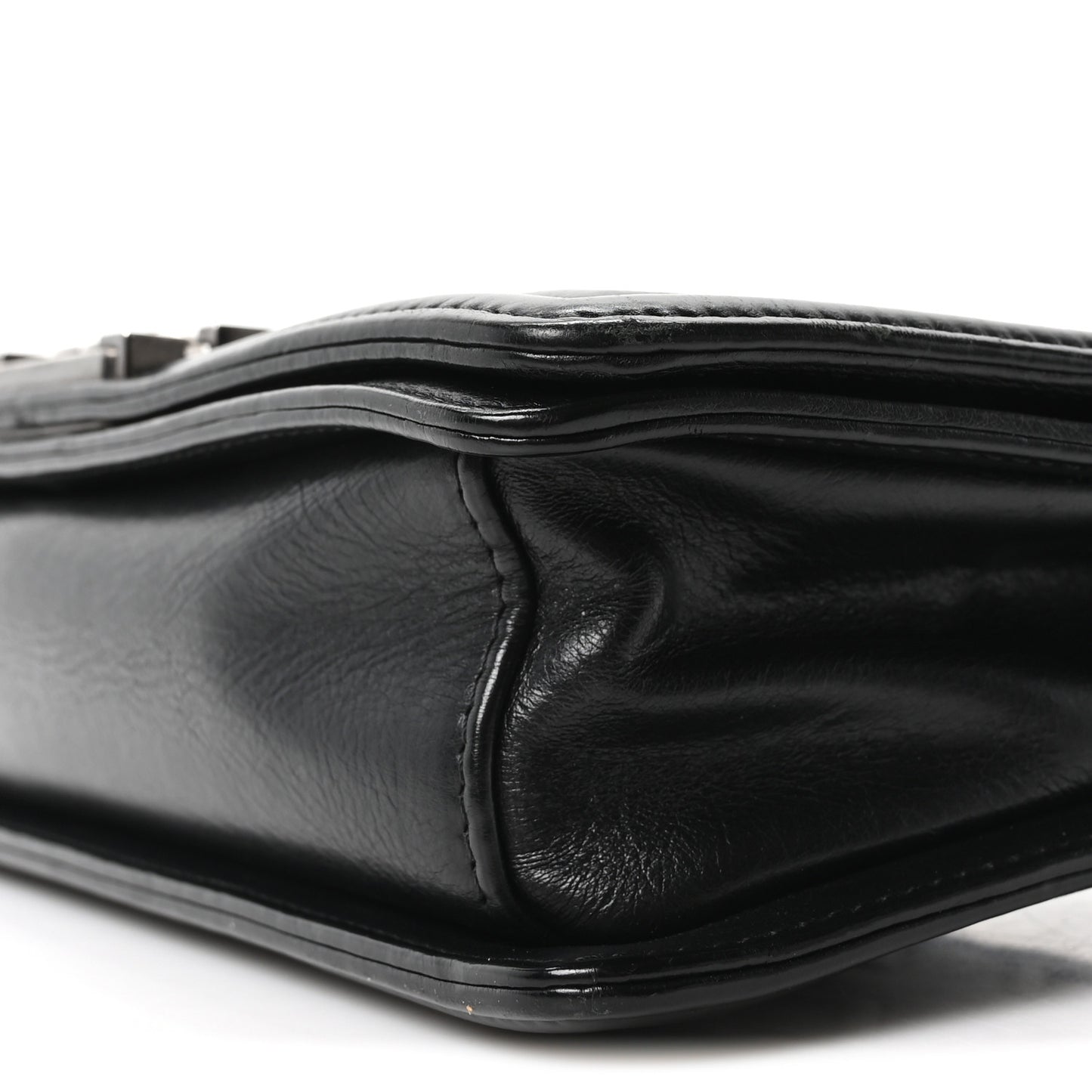 Calfskin Crystal Embossed Medium Boy Flap Black