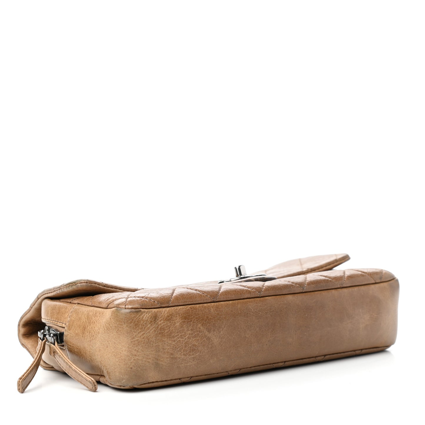 Glazed Calfskin Quilted Medium Duo Color Flap Brown