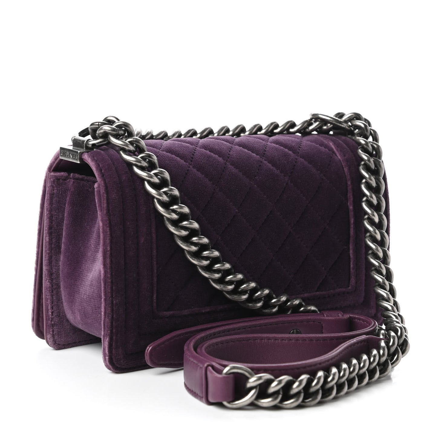 Velvet Quilted Small Boy Flap Purple