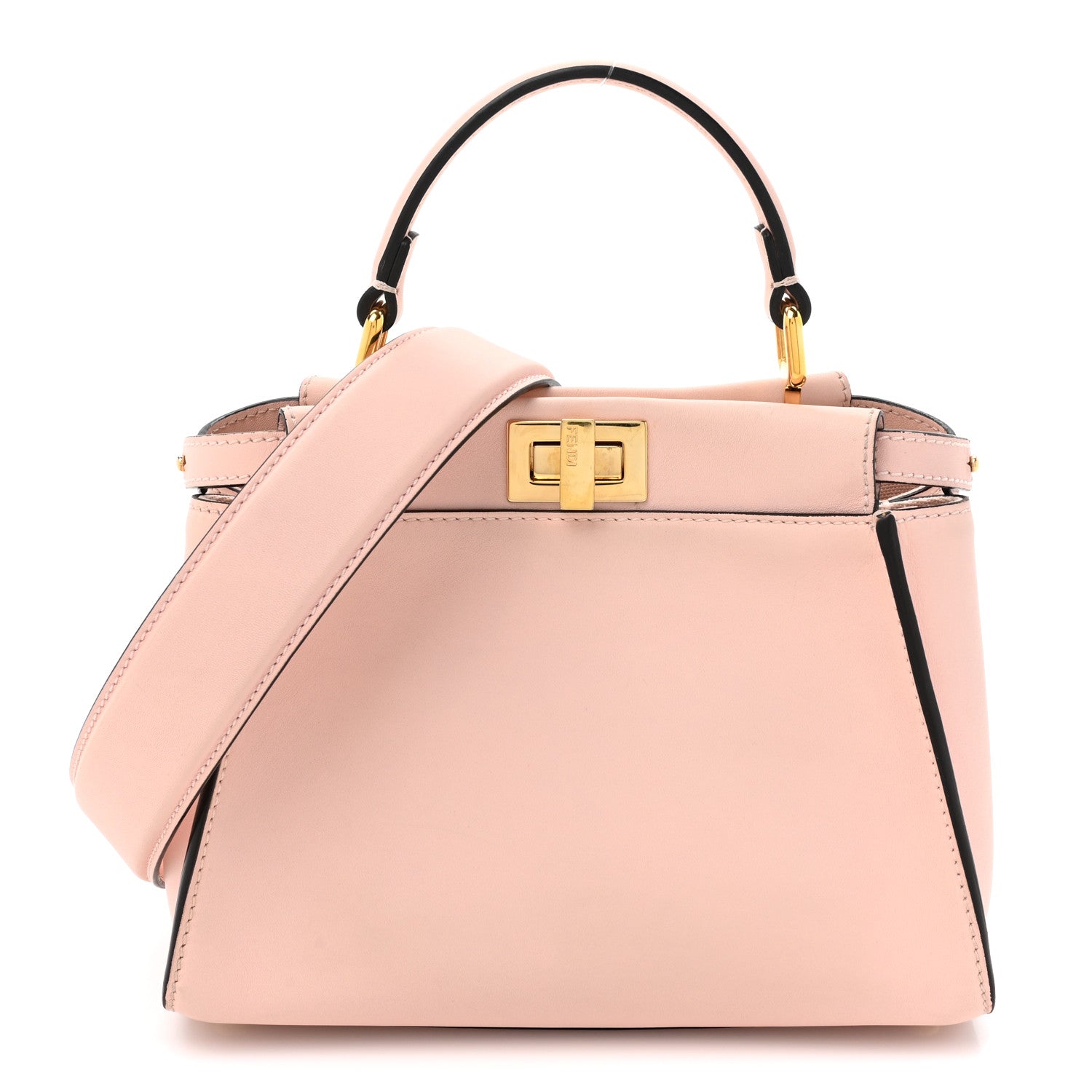 Fendi Vitello Seta Canvas FF Embroidered Mini Peekaboo Iconic Satchel Rosa Confetto 1 of 17