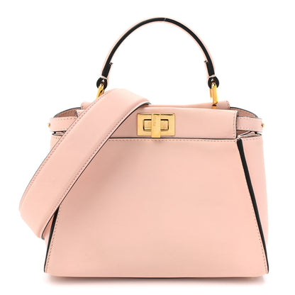Fendi Vitello Seta Canvas FF Embroidered Mini Peekaboo Iconic Satchel Rosa Confetto 1 of 17