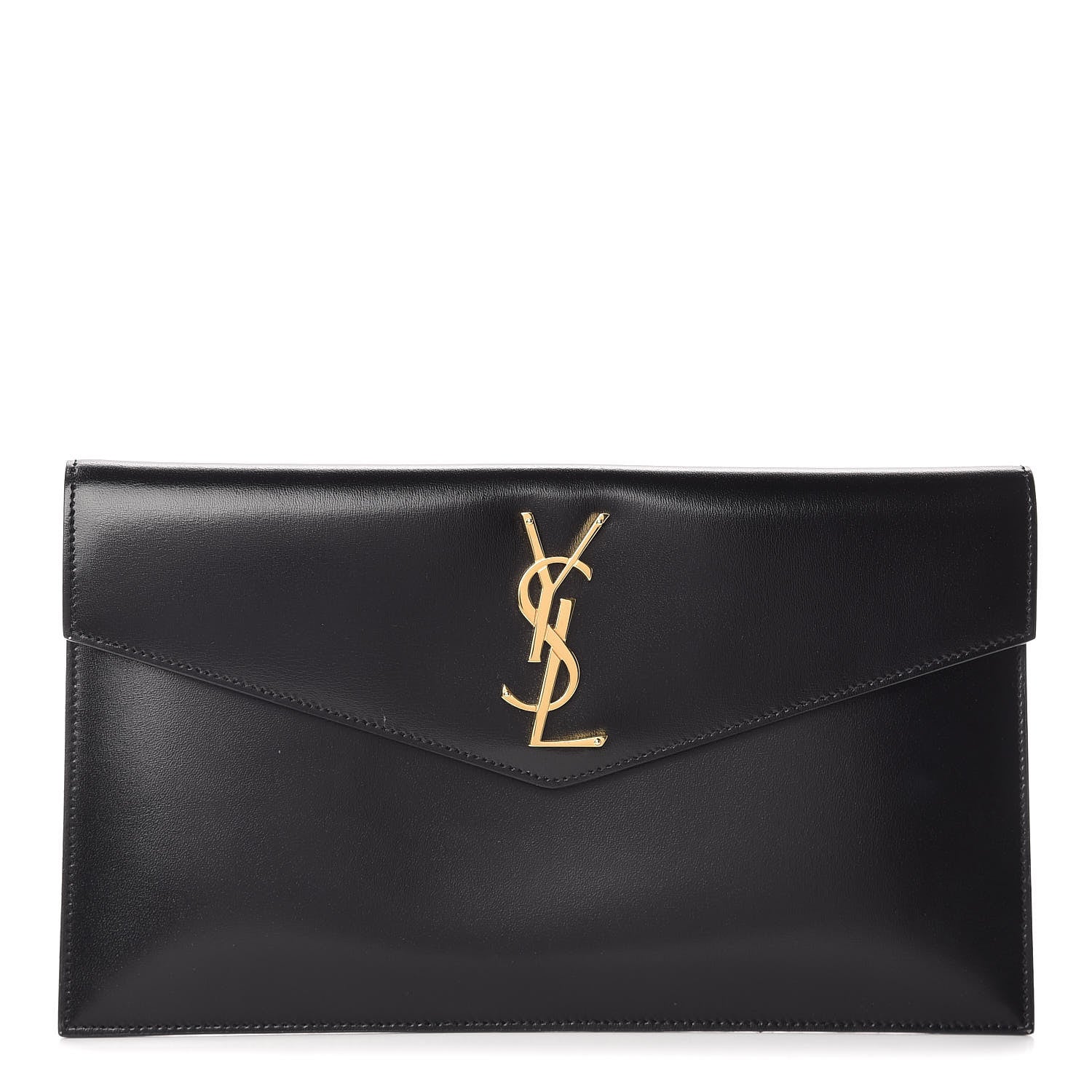 Saint Laurent Smooth Shiny Calfskin Monogram Uptown Pouch Black 1 of 12