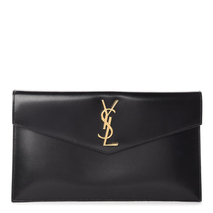 Saint Laurent Smooth Shiny Calfskin Monogram Uptown Pouch Black 1 of 12