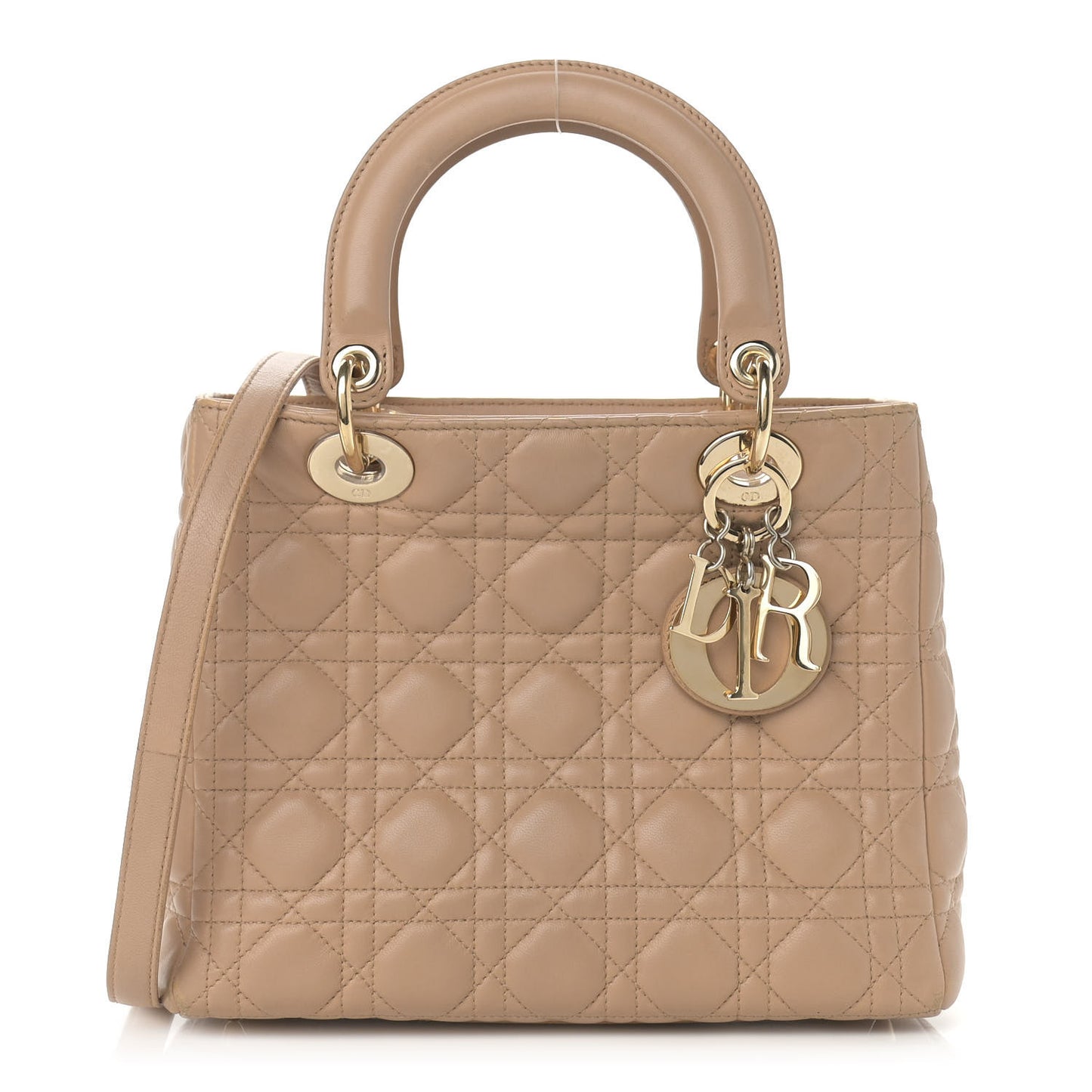 Lambskin Cannage Medium Lady Dior Beige