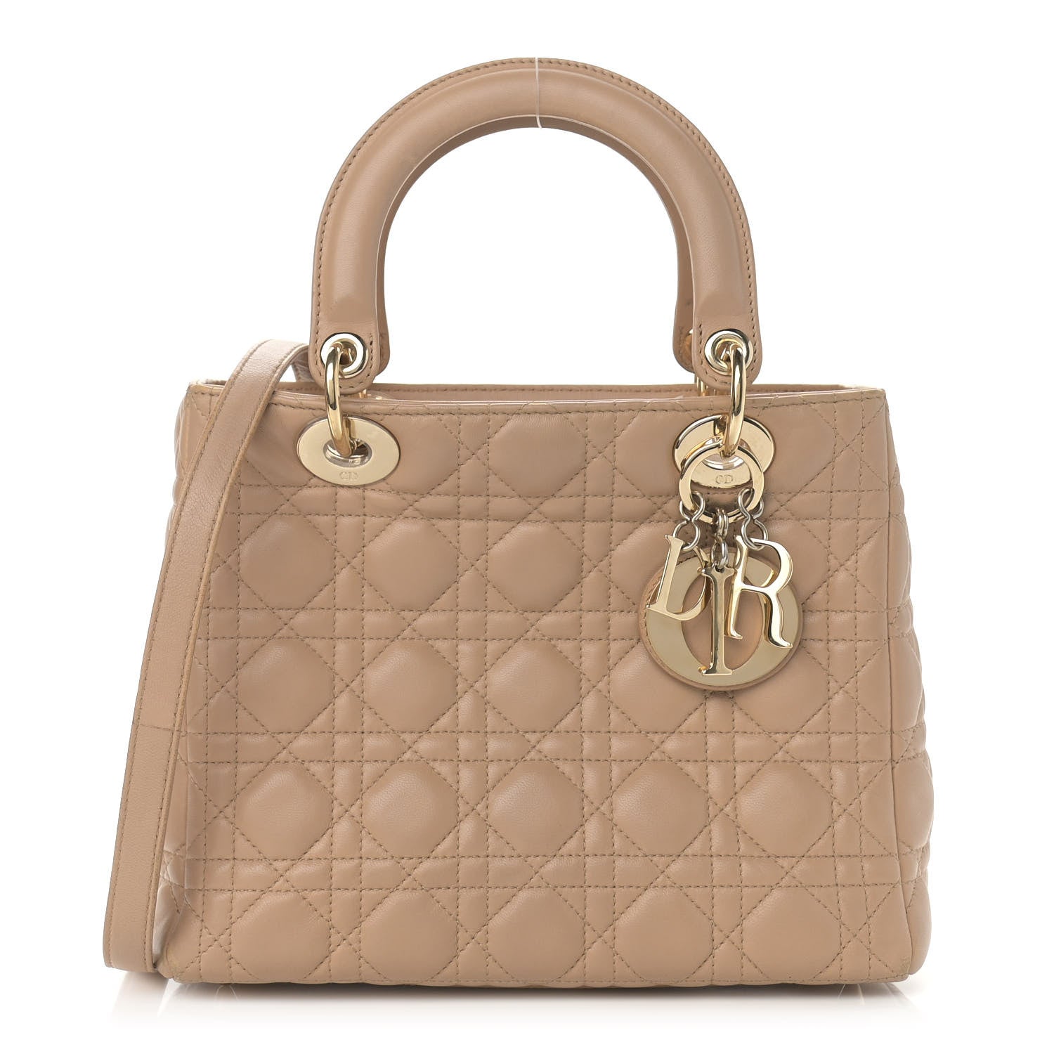 Christian Dior Lambskin Cannage Medium Lady Dior Beige 1 of 13