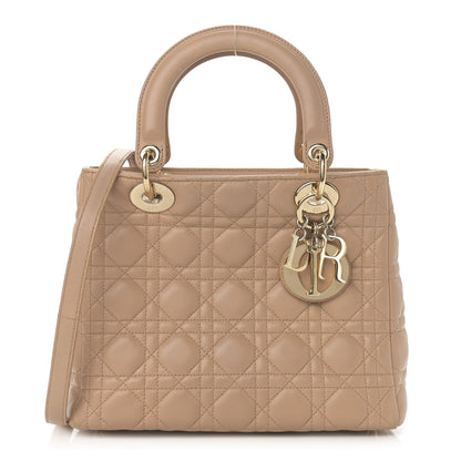 Christian Dior Lambskin Cannage Medium Lady Dior Beige 1 of 13