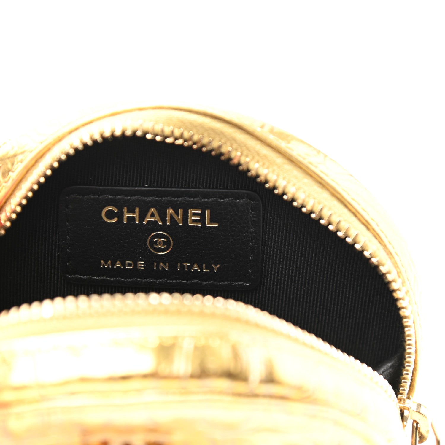 Chanel Metallic Calfskin Crocodile Embossed Cocodile Zip Around Classic Coin Purse Gold 6 of 7